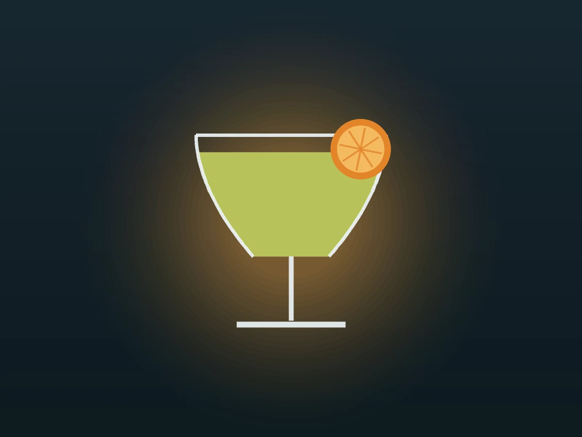 Hierbas Spritz im Glas, gezeichnet