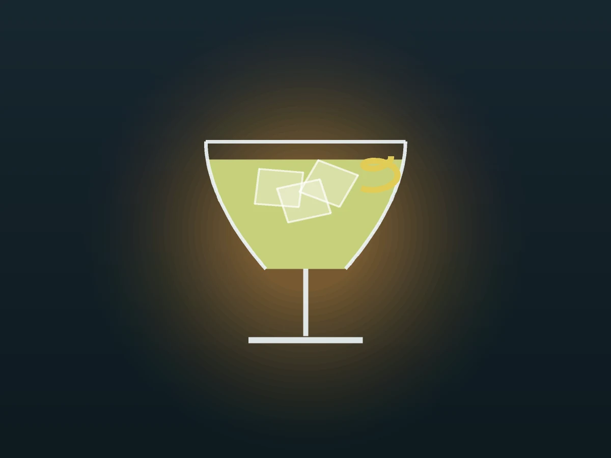Hierbas Tonic im Glas, gezeichnet