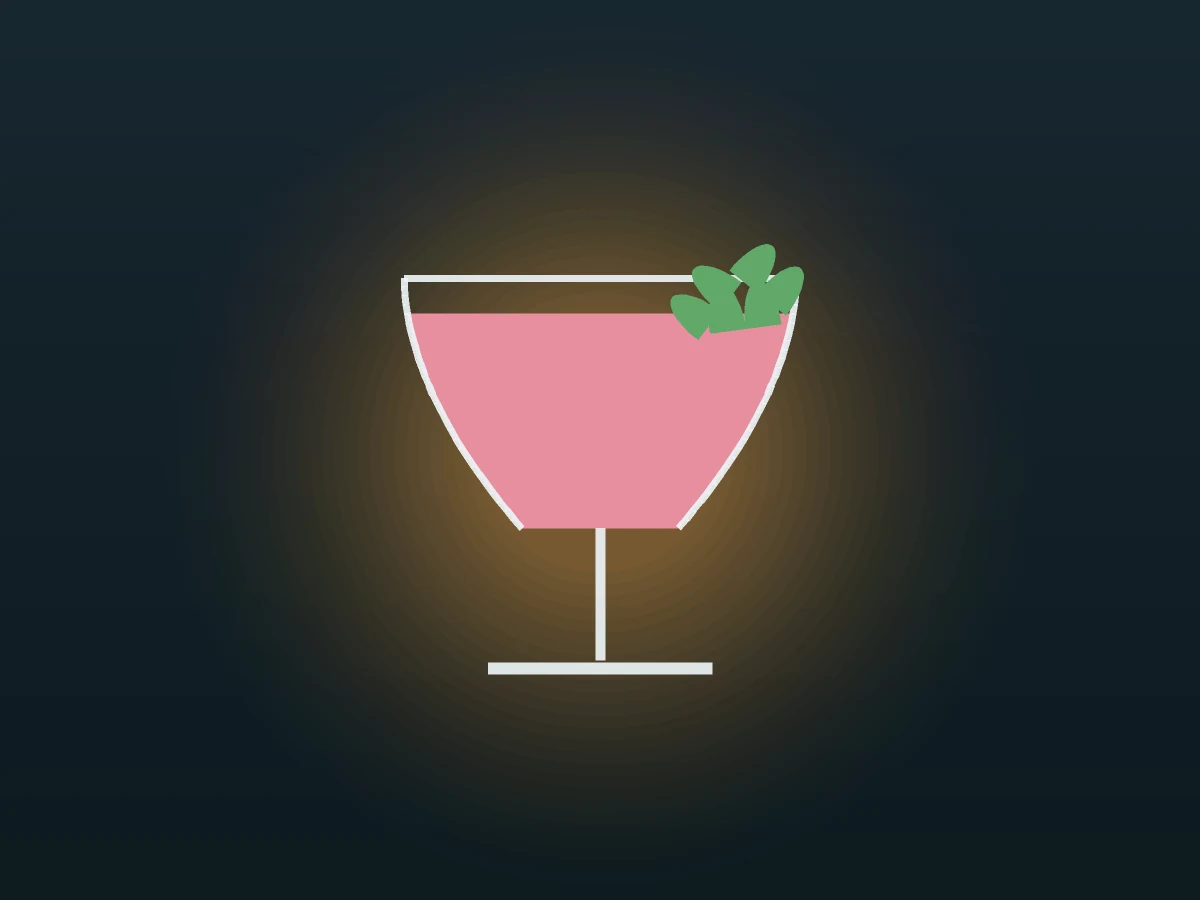Vino Rosado Spritz im Glas, gezeichnet